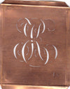 EK - Hübsche alte Kupfer Schablone mit 3 Monogramm-Ausführungen