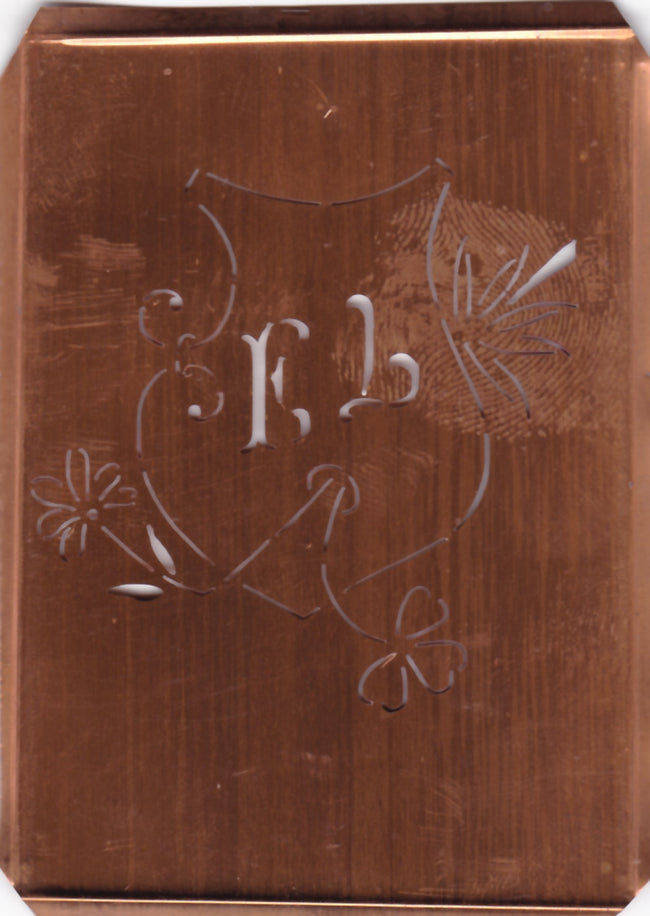 EL - Seltene Stickvorlage - Uralte Wäscheschablone mit Wappen - Medaillon