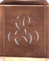 EL - Hübsche alte Kupfer Schablone mit 3 Monogramm-Ausführungen