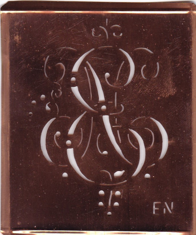 EN - Alte Monogramm Schablone mit Schnörkeln
