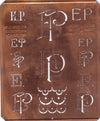 EP - Uralte Monogrammschablone aus Kupferblech