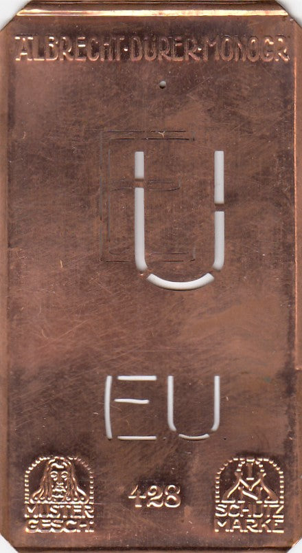 EU - Kleine Monogramm-Schablone in Jugendstil-Schrift