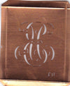 EU - Hübsche alte Kupfer Schablone mit 3 Monogramm-Ausführungen