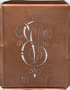 EV - Alte Monogrammschablone aus Kupfer