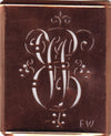 EW - Alte Monogramm Schablone mit nostalgischen Schnörkeln