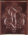 FD - Alte Monogramm Schablone mit nostalgischen Schnörkeln
