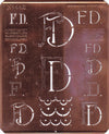 FD - Uralte Monogrammschablone aus Kupferblech