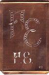FE - Interessante alte Kupfer-Schablone zum Sticken von Monogrammen