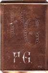 FG - Interessante alte Kupfer-Schablone zum Sticken von Monogrammen