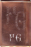 FG - Interessante alte Kupfer-Schablone zum Sticken von Monogrammen