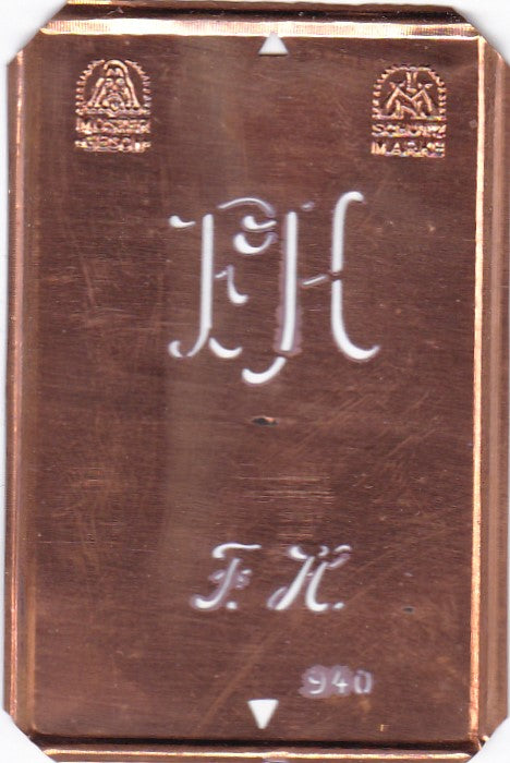 FH - Alte Monogramm Schablone zum Sticken