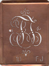 FJ - Alte Monogrammschablone aus Kupfer