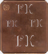 FK - Alte Kupferschablone mit 4 Monogrammen