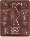 FK - Uralte Monogrammschablone aus Kupferblech