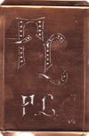 FL - Interessante alte Kupfer-Schablone zum Sticken von Monogrammen