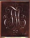 FM - Alte Monogramm Schablone mit nostalgischen Schnörkeln