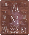 FM - Uralte Monogrammschablone aus Kupferblech