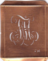 FM - Hübsche alte Kupfer Schablone mit 3 Monogramm-Ausführungen