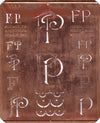FP - Uralte Monogrammschablone aus Kupferblech