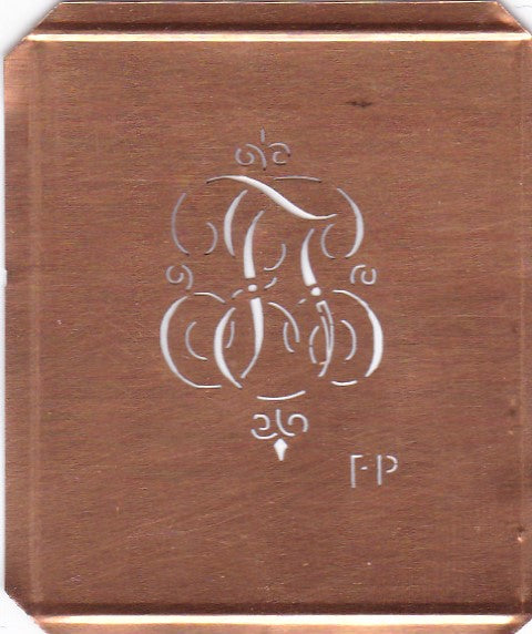 FP - Kupferschablone mit kleinem verschlungenem Monogramm