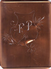 FP - Seltene Stickvorlage - Uralte Wäscheschablone mit Wappen - Medaillon