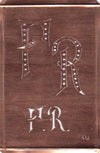 FR - Interessante alte Kupfer-Schablone zum Sticken von Monogrammen