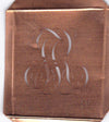 FR - Hübsche alte Kupfer Schablone mit 3 Monogramm-Ausführungen