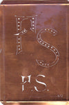 FS - Interessante alte Kupfer-Schablone zum Sticken von Monogrammen