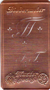 www.knopfparadies.de - FT - Alte Stickschablone mit 2 zarten Monogrammen