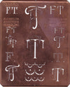 FT - Uralte Monogrammschablone aus Kupferblech