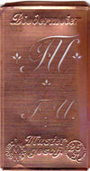 www.knopfparadies.de - FU - Alte Stickschablone mit 2 zarten Monogrammen