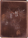 FU - Seltene Stickvorlage - Uralte Wäscheschablone mit Wappen - Medaillon