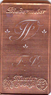 www.knopfparadies.de - FV - Alte Stickschablone mit 2 zarten Monogrammen