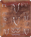 FV - Uralte Monogrammschablone aus Kupferblech