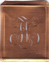 FV - Hübsche alte Kupfer Schablone mit 3 Monogramm-Ausführungen