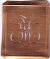 FW - Hübsche alte Kupfer Schablone mit 3 Monogramm-Ausführungen