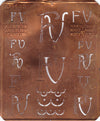 FZ - Uralte Monogrammschablone aus Kupferblech