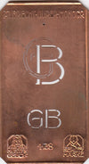 GB - Kleine Monogramm-Schablone in Jugendstil-Schrift