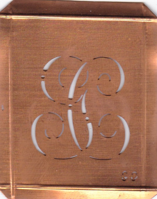 GC - Hübsche alte Kupfer Schablone mit 3 Monogramm-Ausführungen