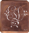 GD - Alte Schablone aus Kupferblech mit klassischem verschlungenem Monogramm 