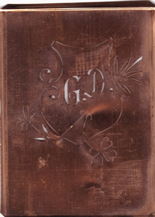 GD - Seltene Stickvorlage - Uralte Wäscheschablone mit Wappen - Medaillon