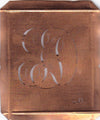 GD - Hübsche alte Kupfer Schablone mit 3 Monogramm-Ausführungen