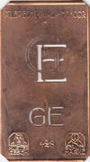 GE - Kleine Monogramm-Schablone in Jugendstil-Schrift