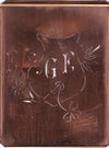 GE - Seltene Stickvorlage - Uralte Wäscheschablone mit Wappen - Medaillon