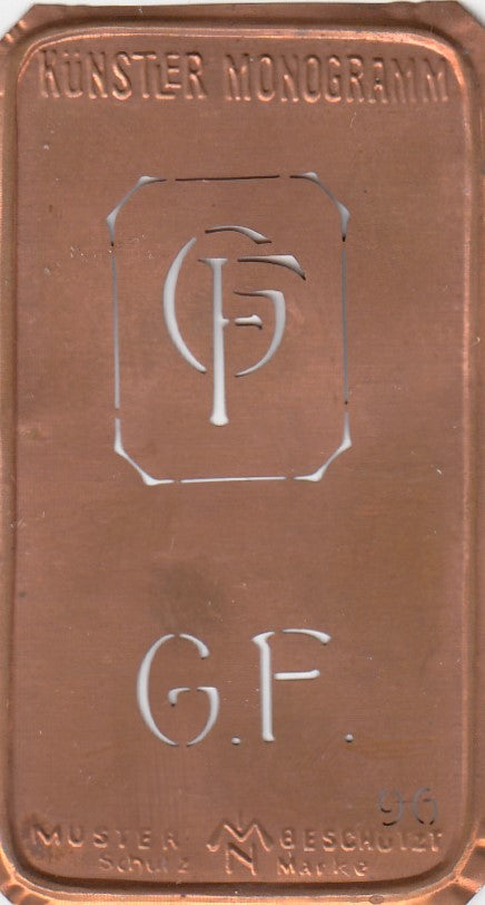 GF - Alte Jugendstil Stickschablone - Medaillon-Design