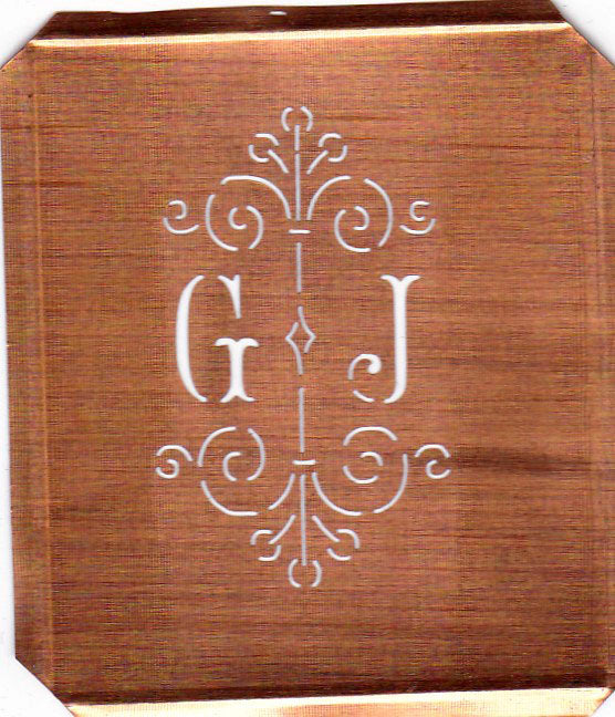 GJ - Besonders hübsche alte Monogrammschablone