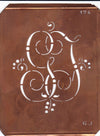 GJ - Alte Monogramm Schablone mit Schnörkeln
