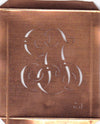 GJ - Hübsche alte Kupfer Schablone mit 3 Monogramm-Ausführungen