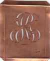 GK - Hübsche alte Kupfer Schablone mit 3 Monogramm-Ausführungen