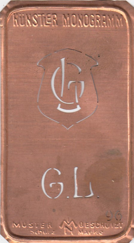 GL - Alte Jugendstil Stickschablone - Medaillon-Design